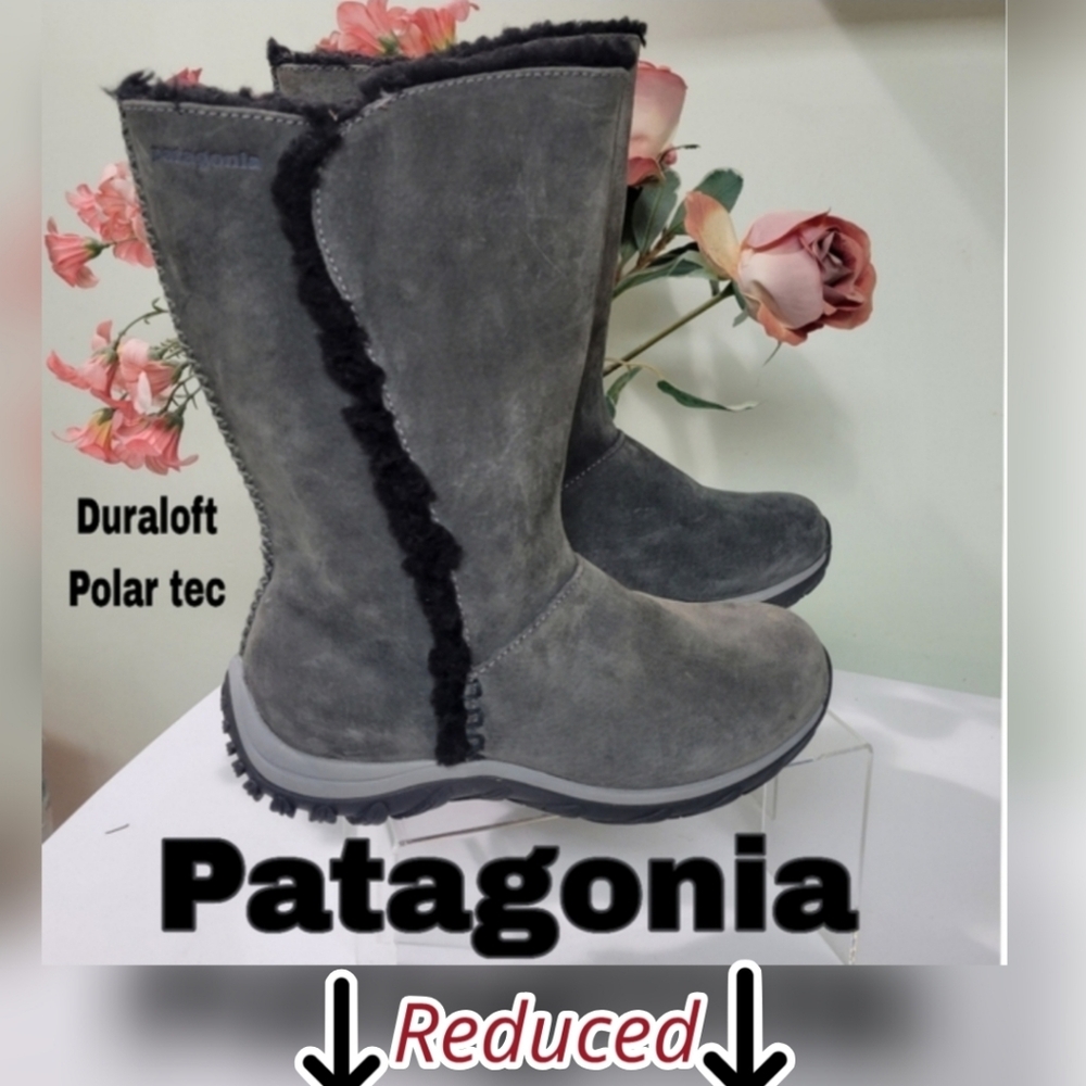 Patagonia Lugano 7.5 38.5 Leather polar tec Waterproof Insulated Tall Boots